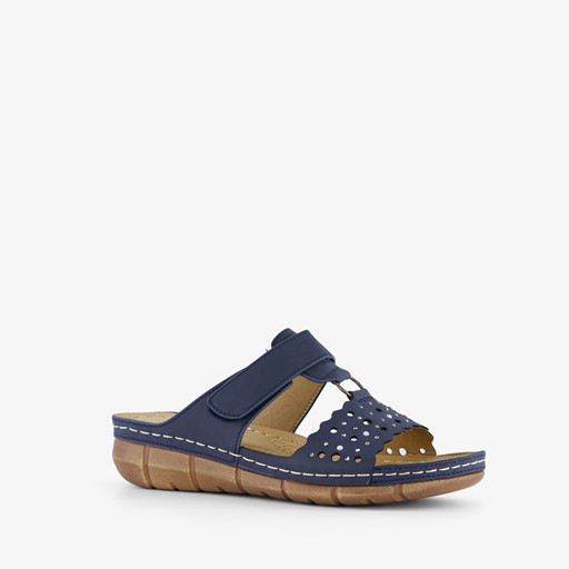 Dames slippers met perforaties blauw