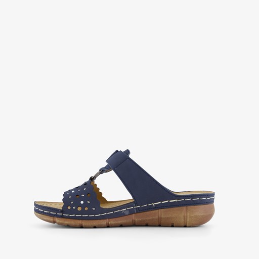 Dames slippers met perforaties blauw