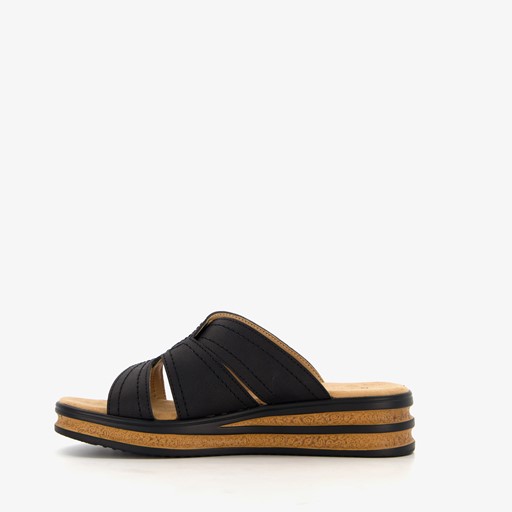 Dames slippers zwart bruin