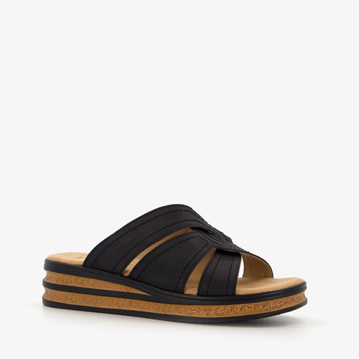 Dames slippers zwart bruin