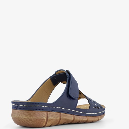 Dames slippers met perforaties blauw