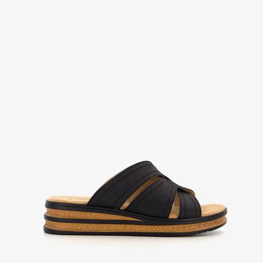 Dames slippers zwart bruin