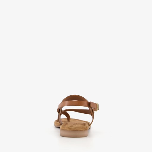 Leren sandaaltjes cognac bruin