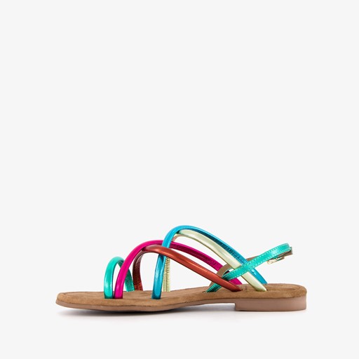 Leren sandalen metallic meerkleurig