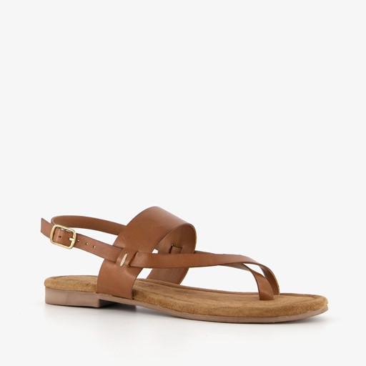 Leren sandaaltjes cognac bruin