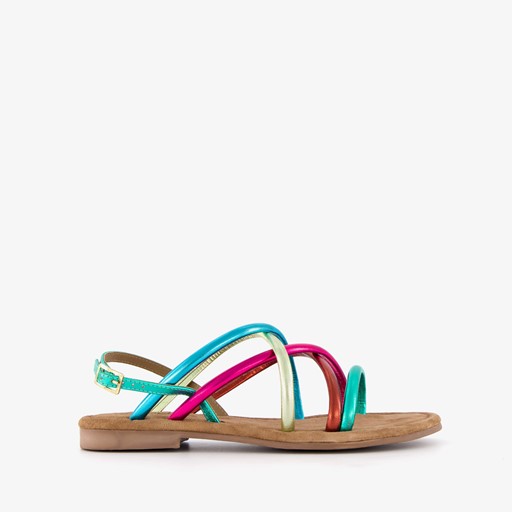 Leren sandalen metallic meerkleurig