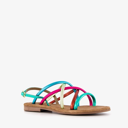 Leren sandalen metallic meerkleurig