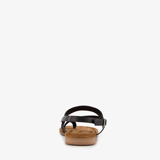 Leren dames sandaaltjes zwart