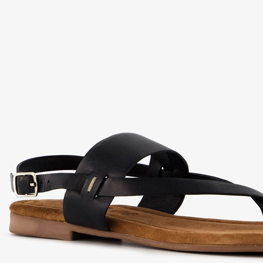 Leren dames sandaaltjes zwart