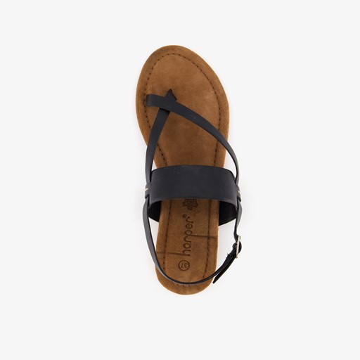 Leren dames sandaaltjes zwart