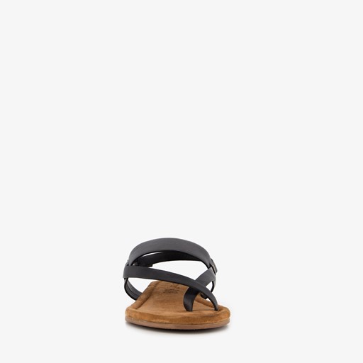 Leren dames sandaaltjes zwart