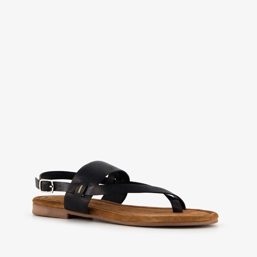 Leren dames sandaaltjes zwart