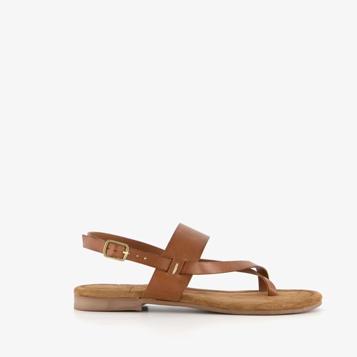 Leren sandaaltjes cognac bruin