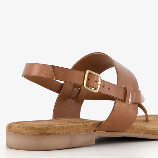 Leren sandaaltjes cognac bruin