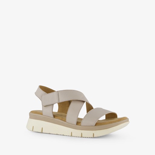 Leren dames sandalen beige