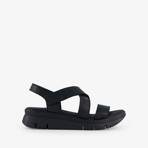 Leren dames sandalen zwart