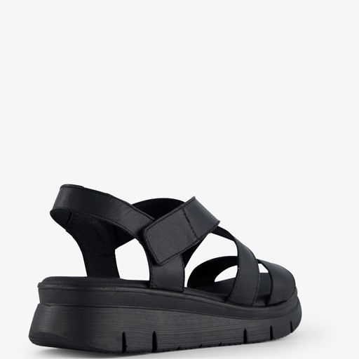 Leren dames sandalen zwart
