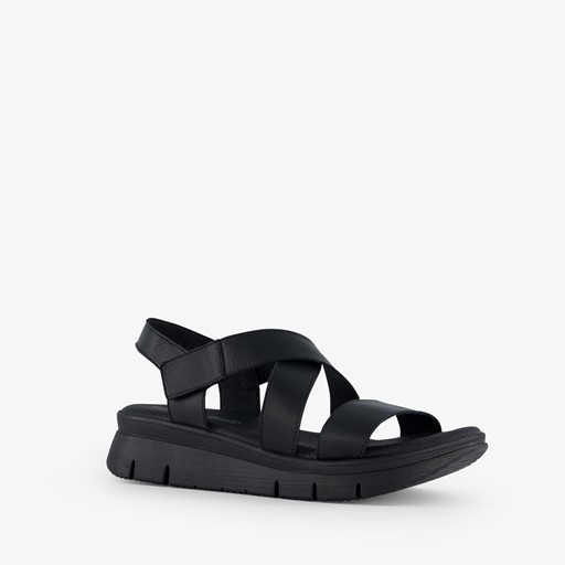 Leren dames sandalen zwart