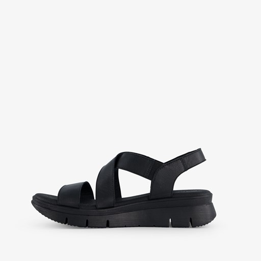 Leren dames sandalen zwart