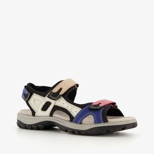 Leren dames sandalen beige roze