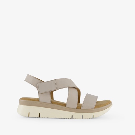 Leren dames sandalen beige