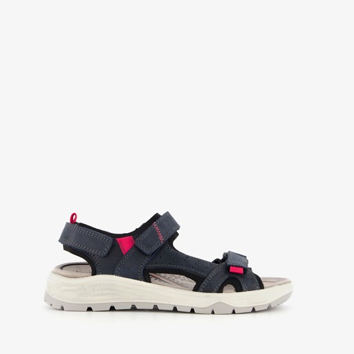 Leren dames sandalen blauw rood