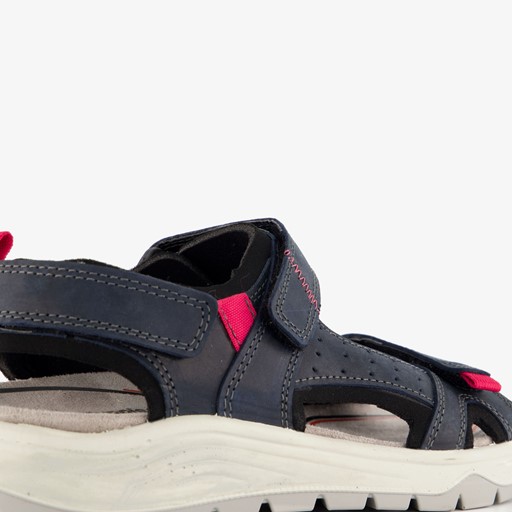 Leren dames sandalen blauw rood