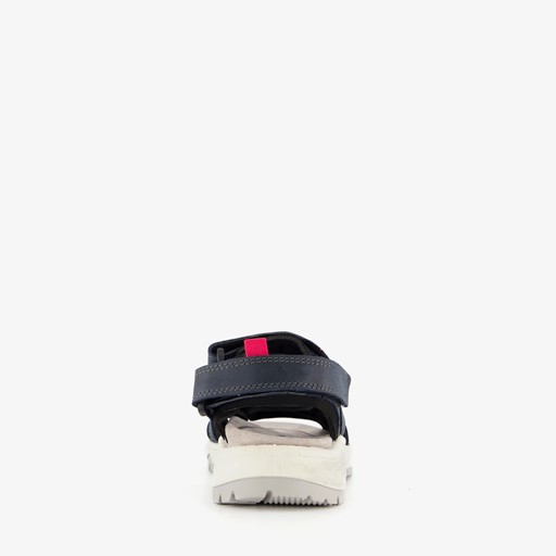Leren dames sandalen blauw rood