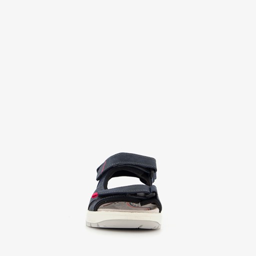 Leren dames sandalen blauw rood