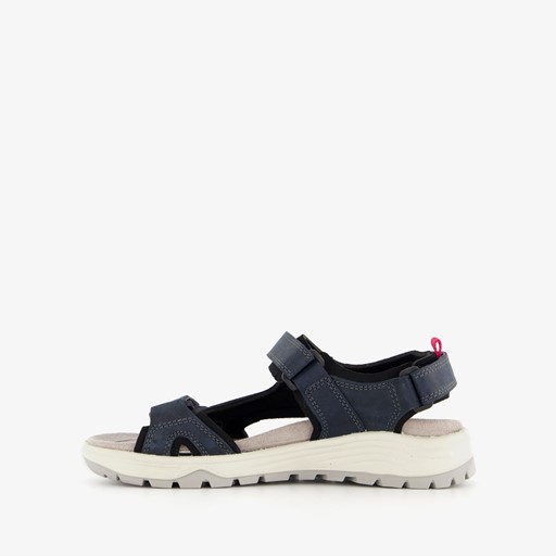 Leren dames sandalen blauw rood