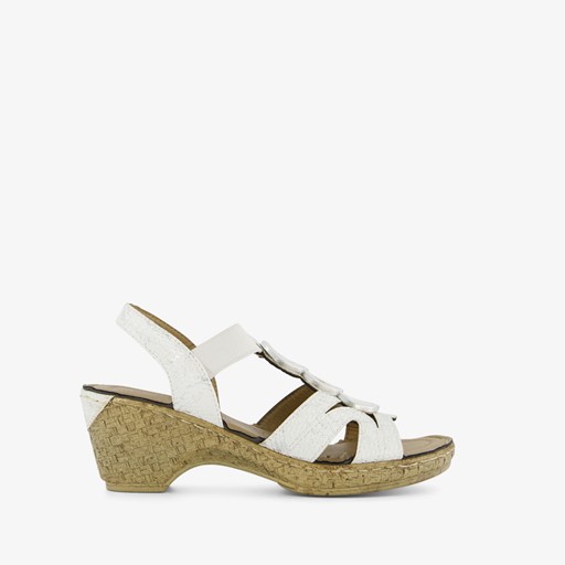 Dames sandalen met hak wit zilver