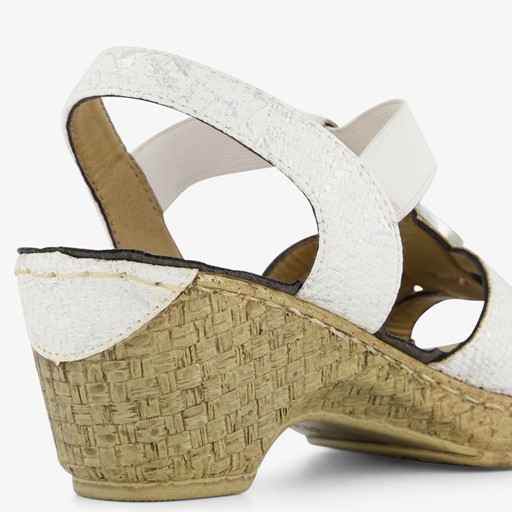 Dames sandalen met hak wit zilver