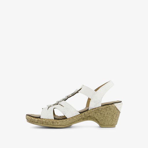 Dames sandalen met hak wit zilver