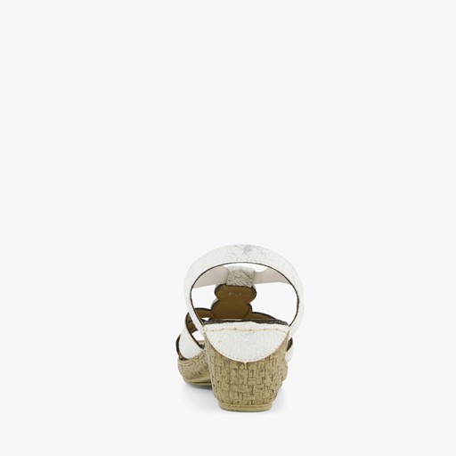 Dames sandalen met hak wit zilver