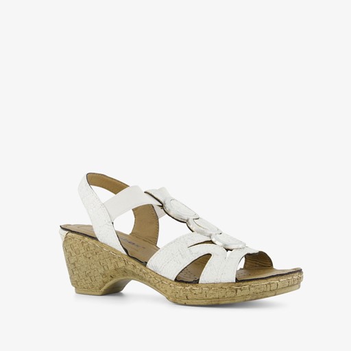 Dames sandalen met hak wit zilver
