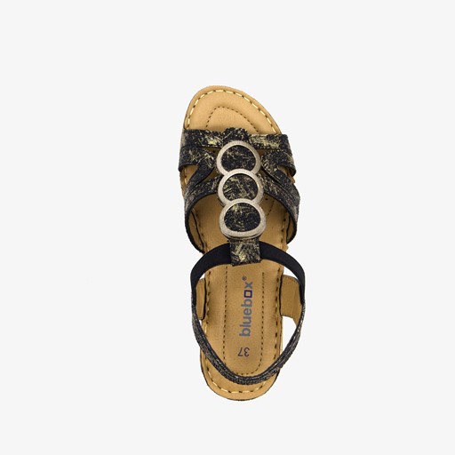 Dames sandalen met hak zwart goud