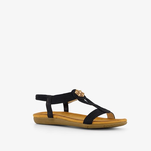 Gevlochten dames sandalen zwart