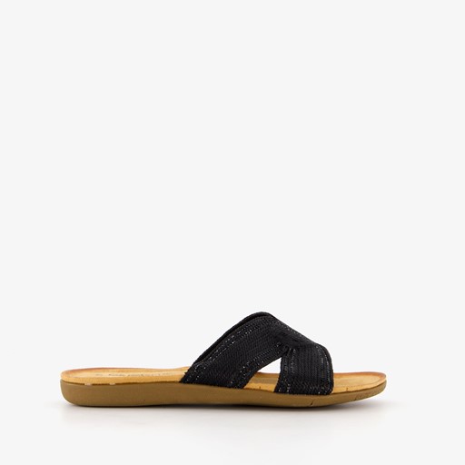 Dames slippers met glitter zwart