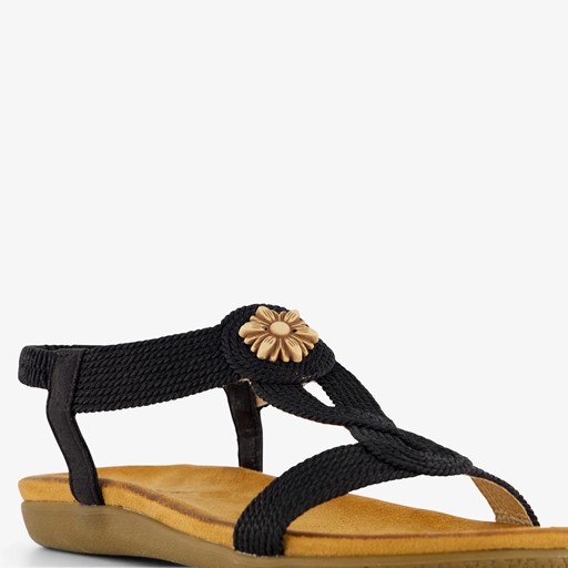 Gevlochten dames sandalen zwart