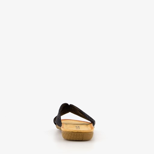 Dames slippers met glitter zwart