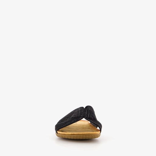 Dames slippers met glitter zwart