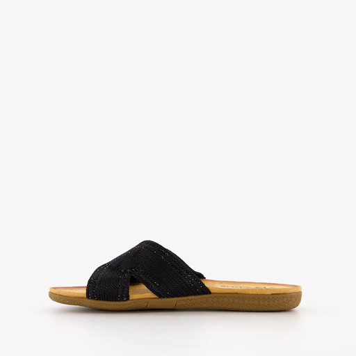 Dames slippers met glitter zwart