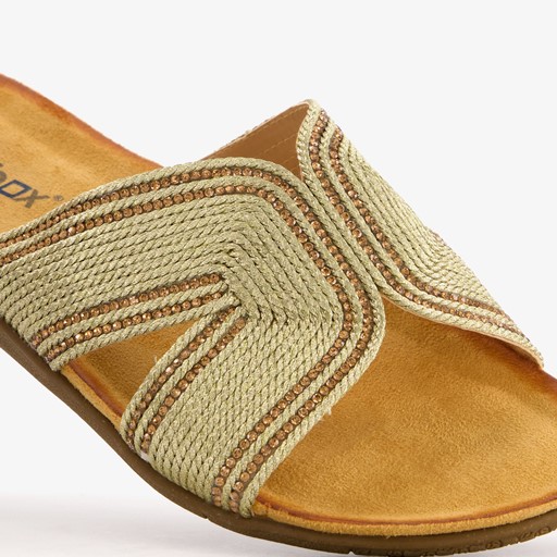 Dames slippers met glitter goud