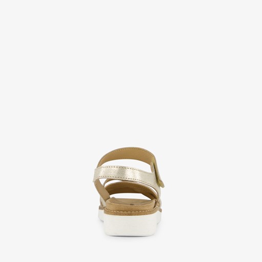 Leren dames sandalen wit goud