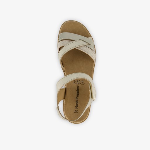 Leren dames sandalen wit goud