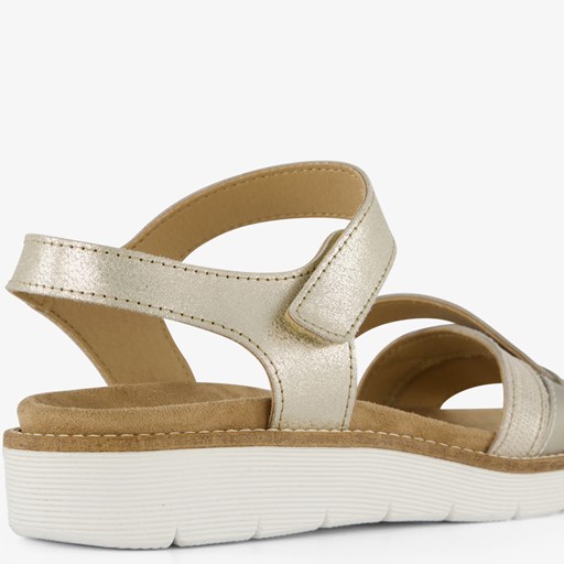 Leren dames sandalen wit goud
