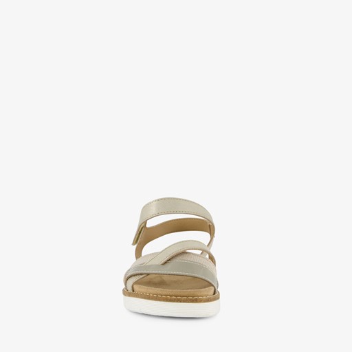 Leren dames sandalen wit goud