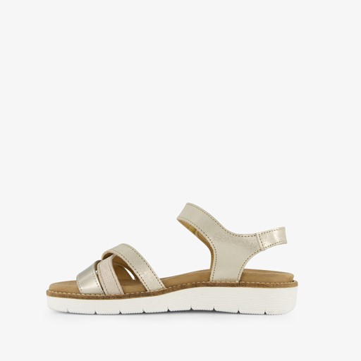Leren dames sandalen wit goud
