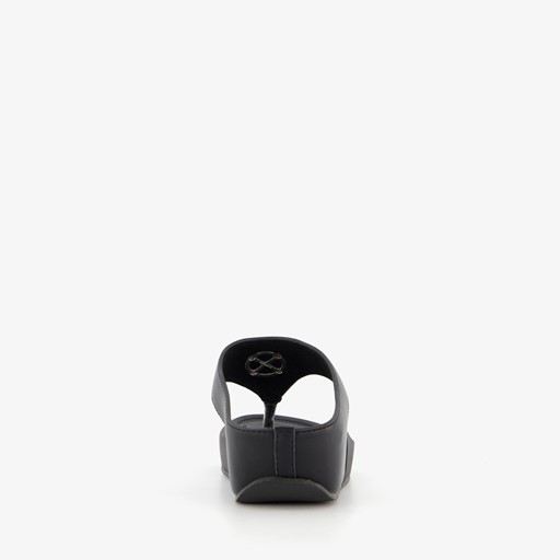 Dames teenslippers sleehak zwart
