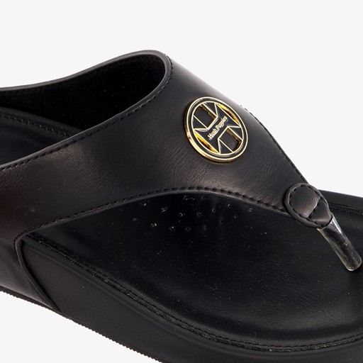 Dames teenslippers sleehak zwart